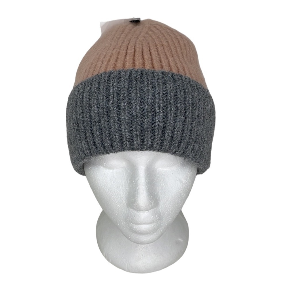 Styline Two Tone Blush Grey Beanie Knit One Size